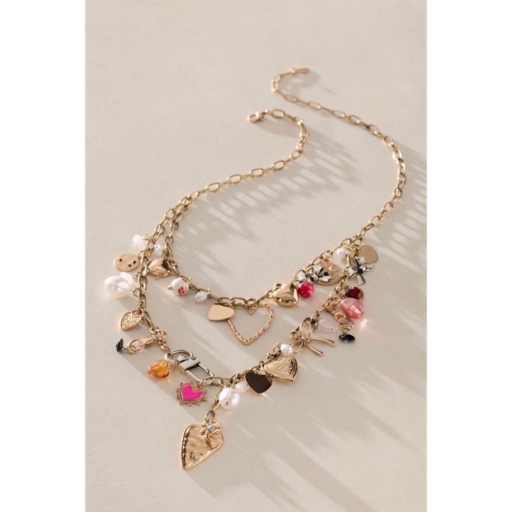 Free People Maximillian Charm Necklace Fool In Love New NWT Gold Heart Vintage